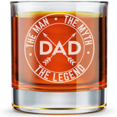Dad the Man the Myth the Legend - Engraved Old Fashioned Whiskey Glass